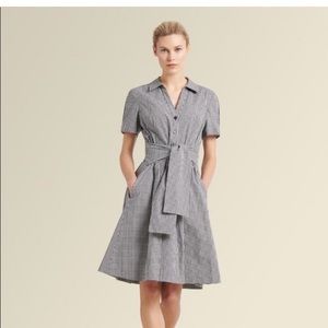 Donna Karan New York Gingham Tie-front Shirt Dress Size 14